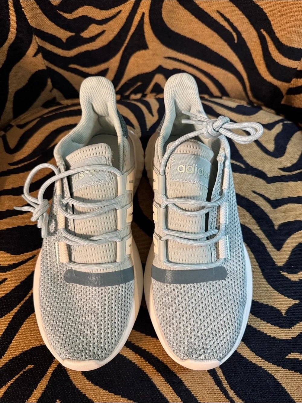 Adidas Pale Green Knit Lace-Up Sneakers